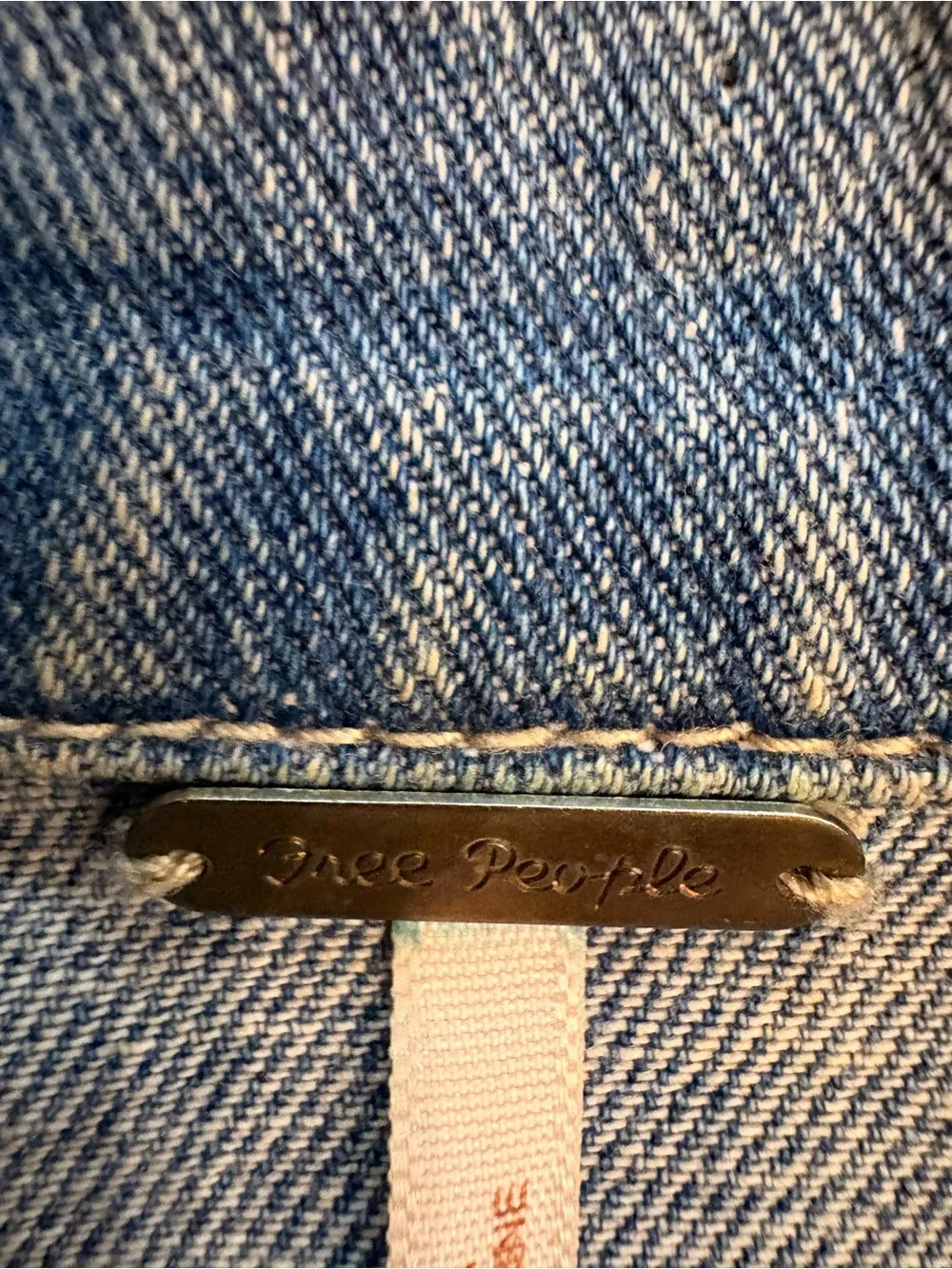 Free People Light Blue Denim Jacket with purple wash - Picture 4 of 5